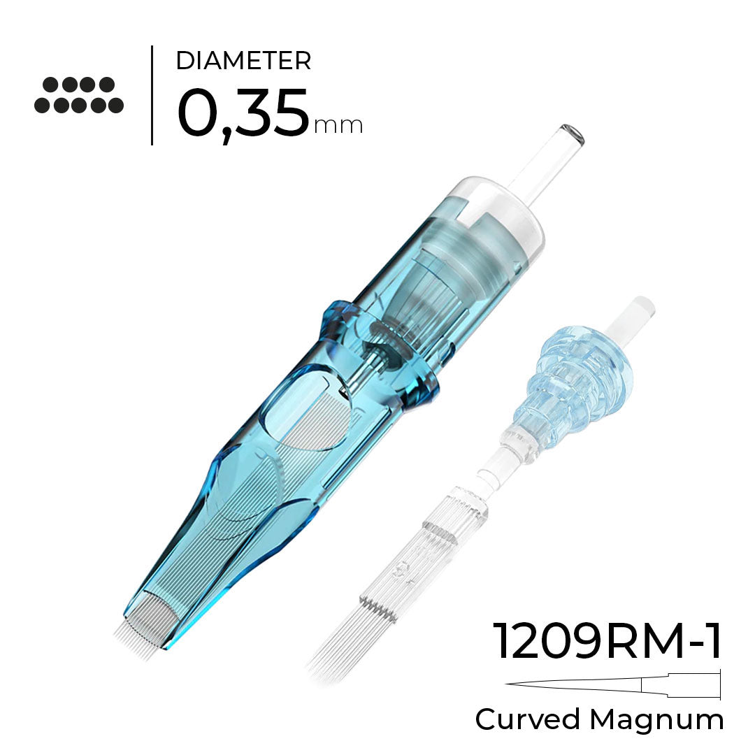 JAGUAR Tattoo Cartridges Needles #12 Diameter0.35mm 5mmTaper(RM-1) Curved Magnum Box of 20